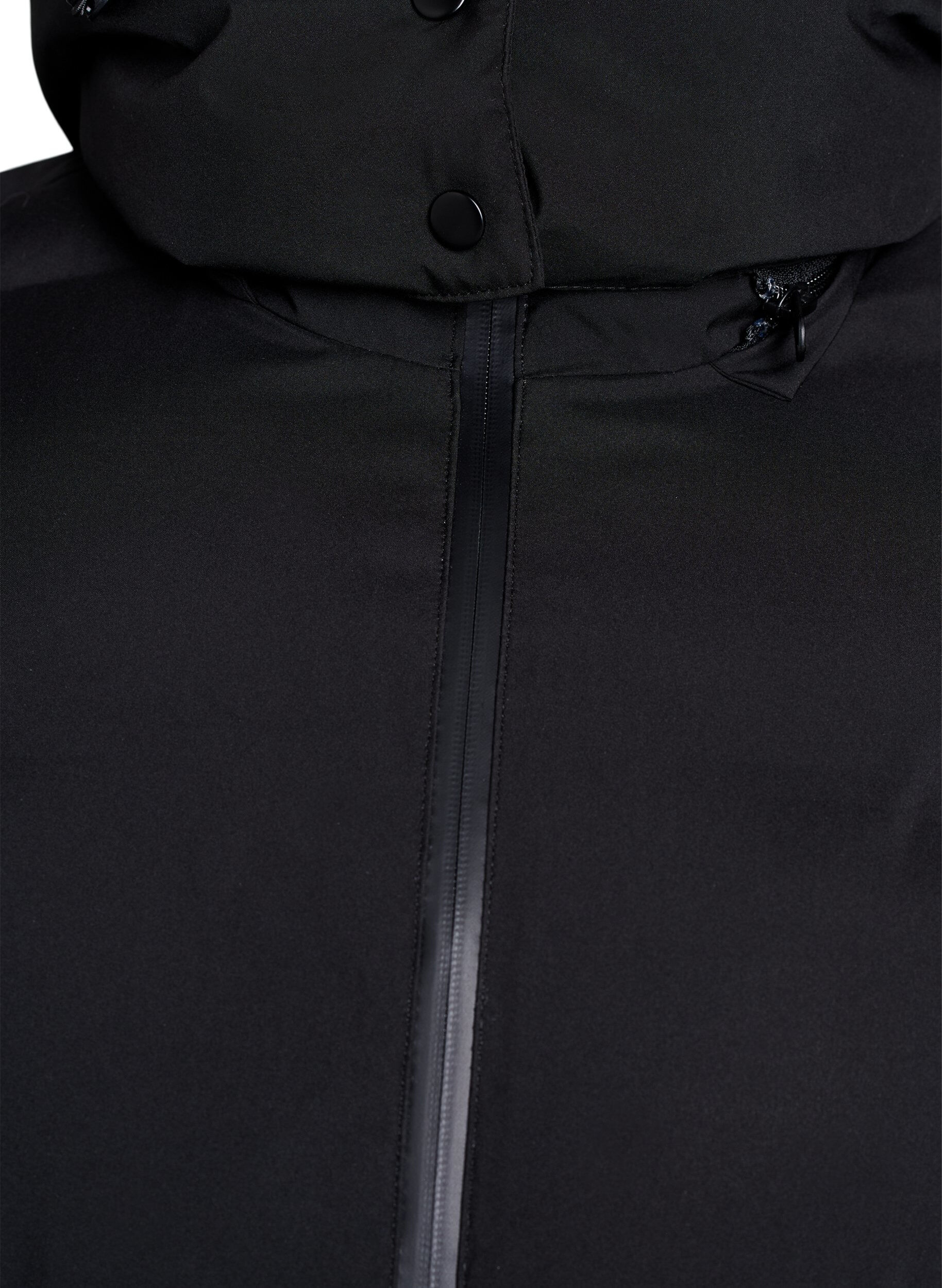 ZizziKorte gewatteerde jas met afneembare capuchon, Zwart, Packshot image number 2