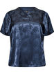 Satijnen blouse met bloemenprint en V-hals, Blauw, Packshot image number 0