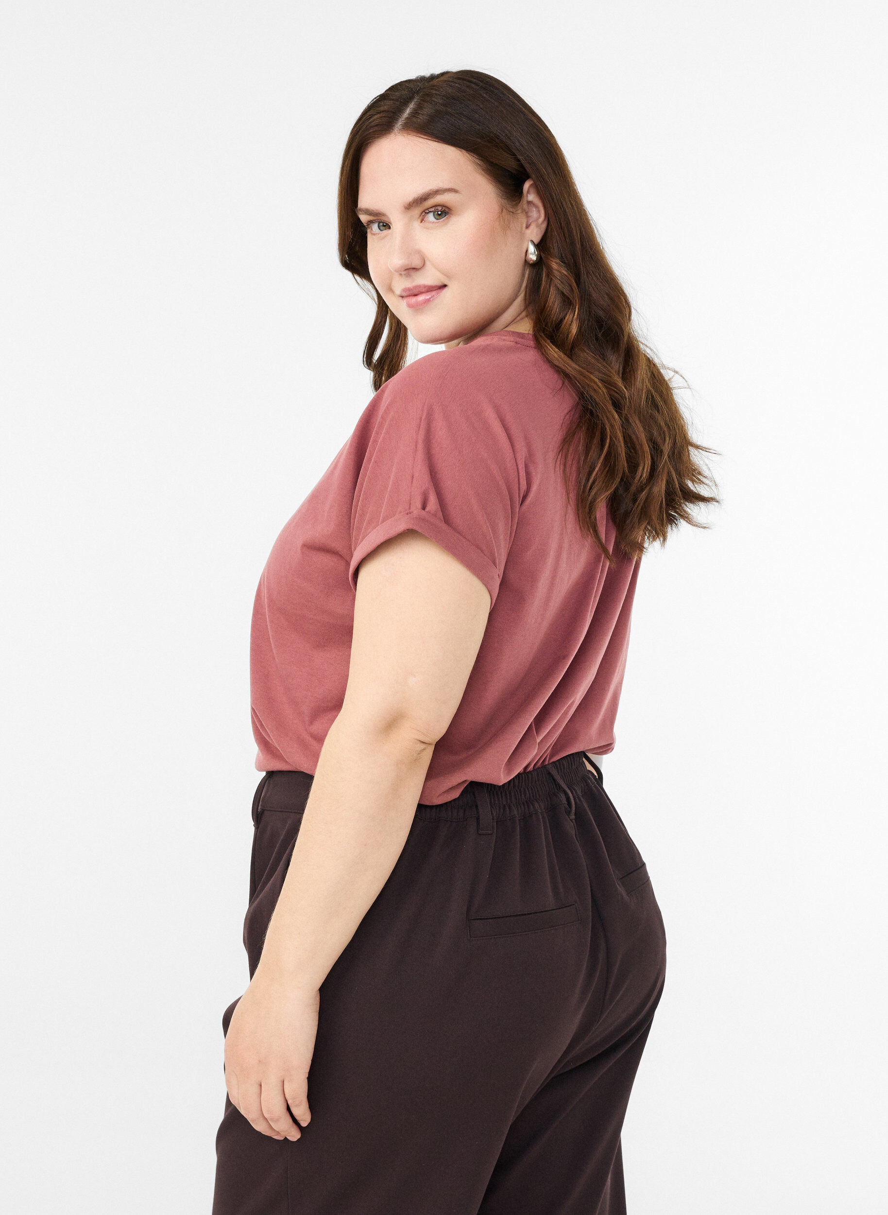 ZizziT-shirt met korte mouwen in een katoenmix, Roze, Model image number 1