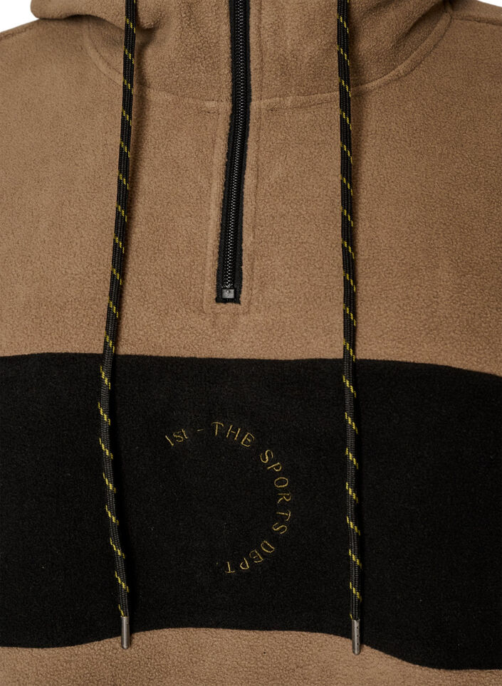 Anorak en polaire avec capuche et empi&egrave;cement contrastant, Marron, Packshot image number 2