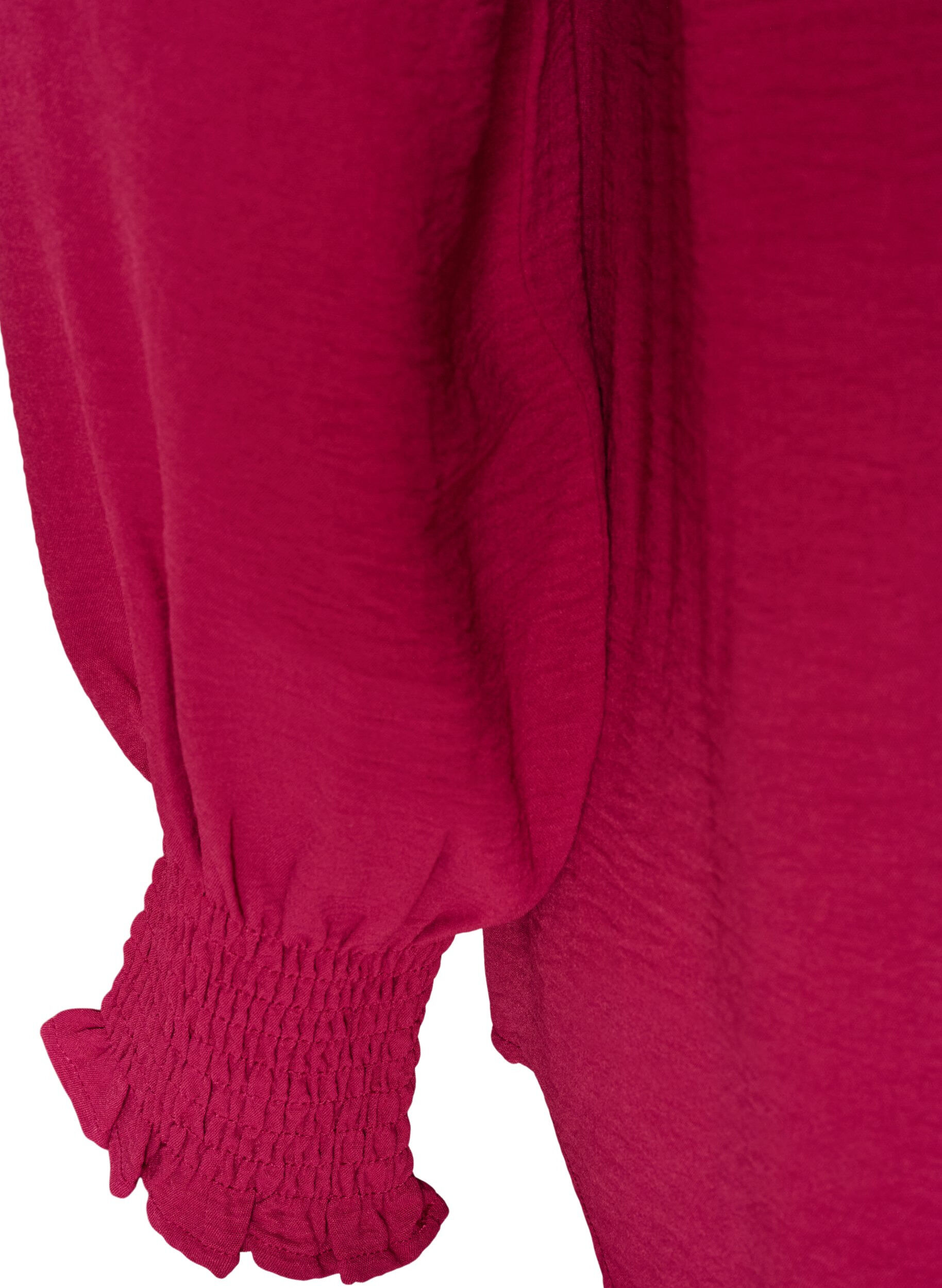 ZizziBlouse met smockmanchetten en V-hals, Rood, Packshot image number 3