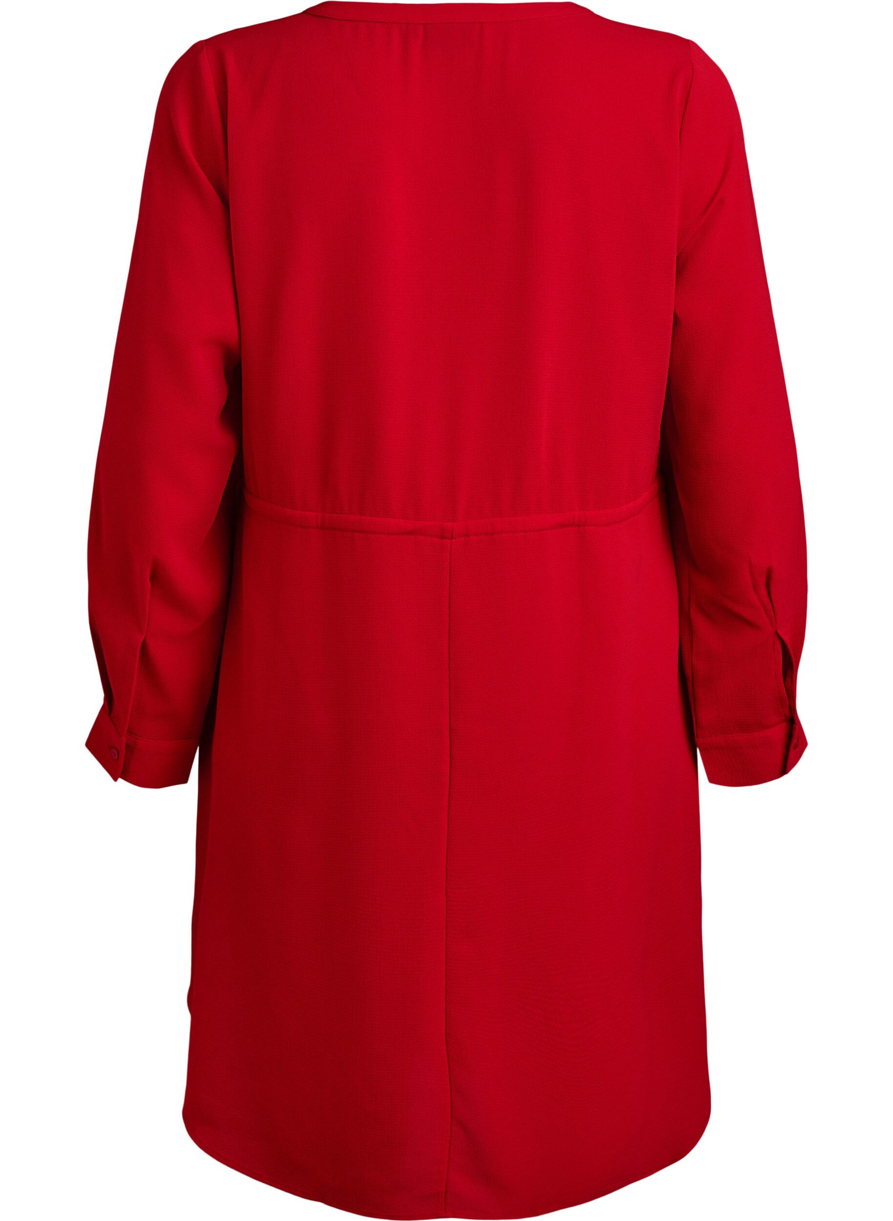 Zizzi Robe mi-longue avec ceinture &agrave; nouer, Rouge, Packshot image number 1