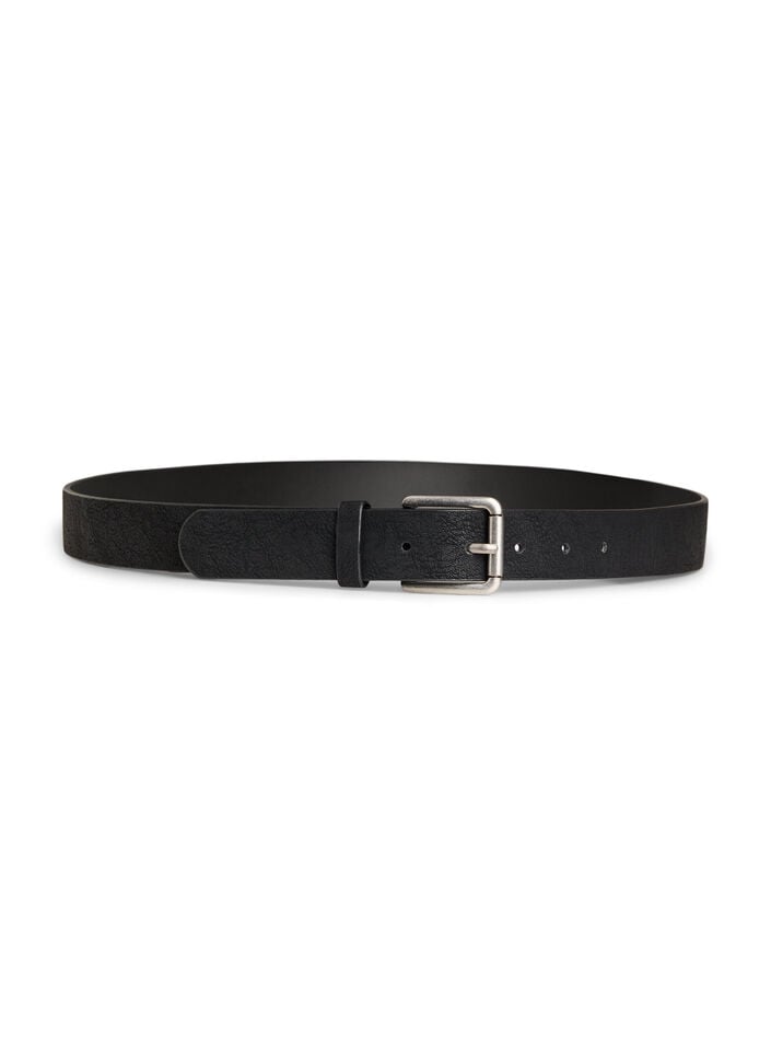Riem in leer-mix met klassieke gesp, Zwart, Packshot image number 0