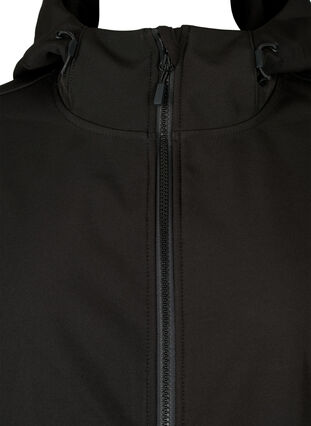 Korte softshell jas met zakken, Black, Packshot image number 2