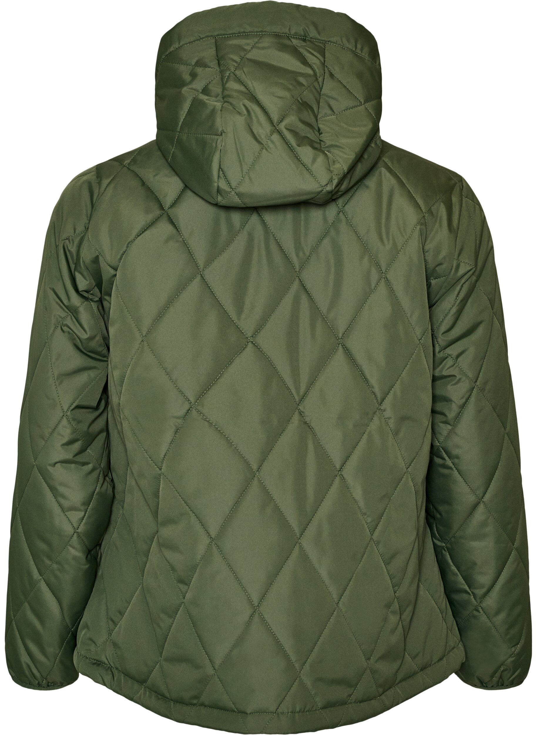 ZizziLicht gewatteerd jack met diamant-quilt, Groen, Packshot image number 1