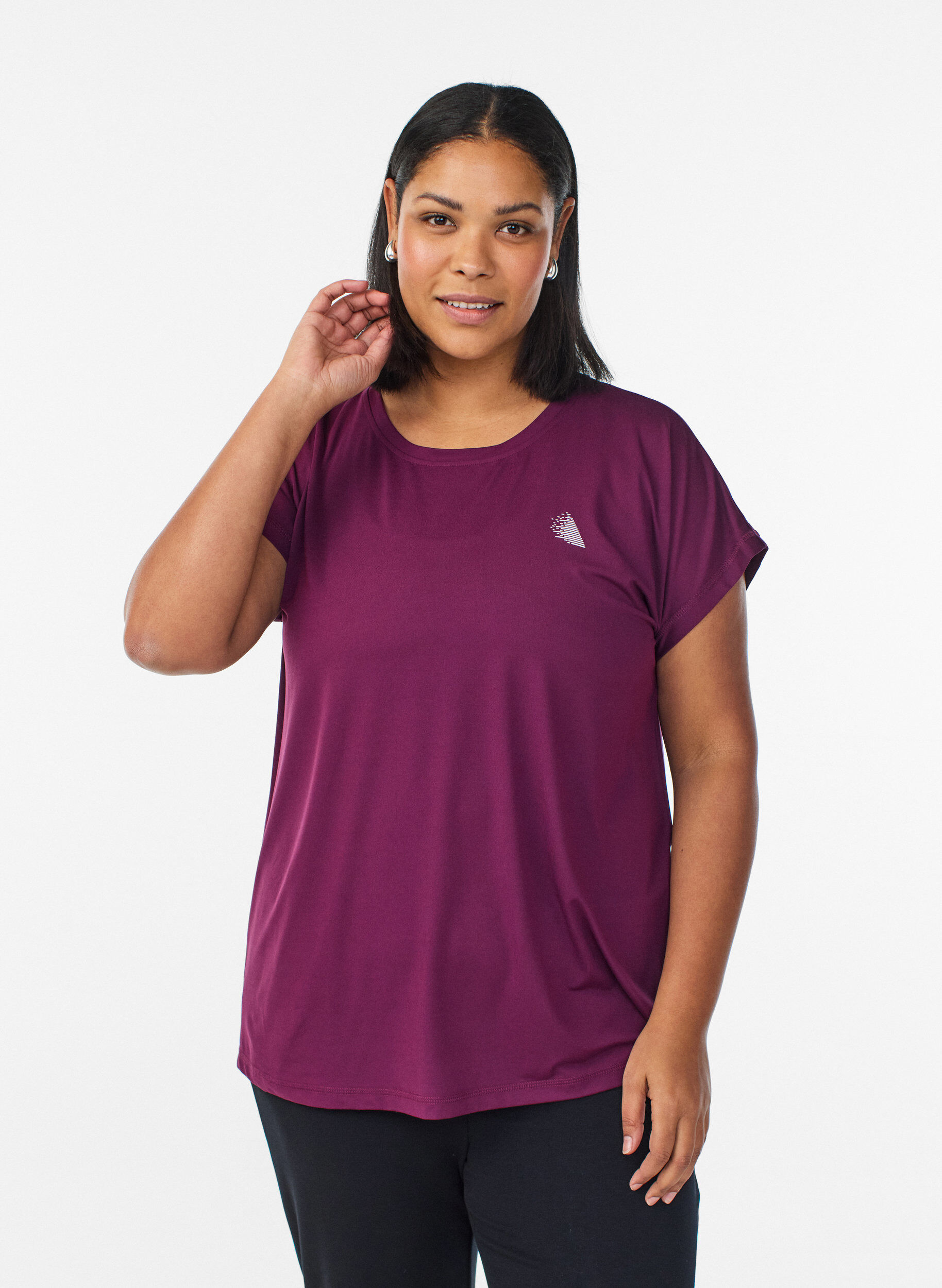 ZizziEffen gekleurd trainingsshirt, Paars, Model image number 0