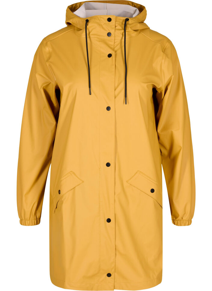 Veste de pluie avec capuche et fermeture boutonnée, Spruce Yellow, Packshot image number 0