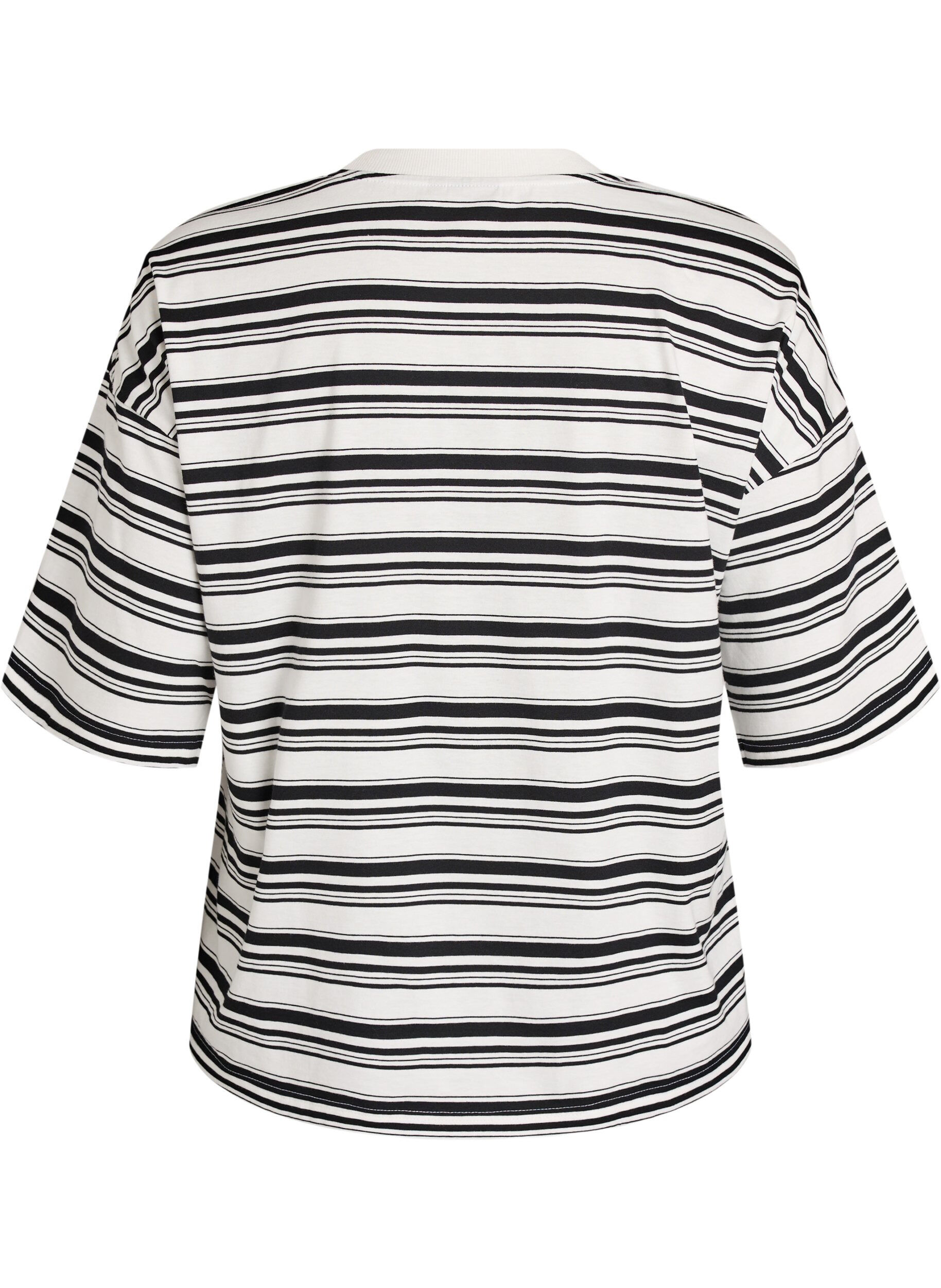 ZizziT-shirt boxy &agrave; rayures, Noir, Packshot image number 1
