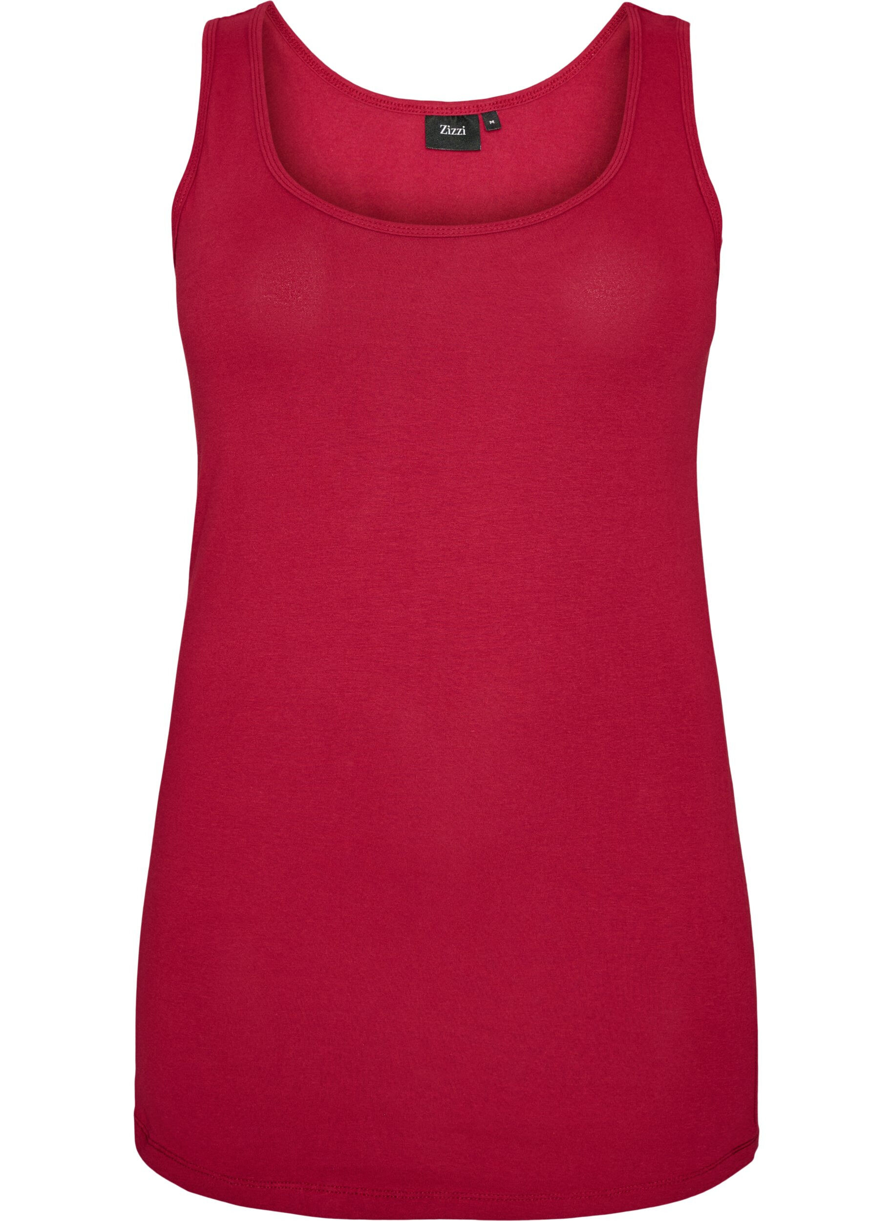 ZizziEffen basic top in katoen, Rood, Packshot image number 0