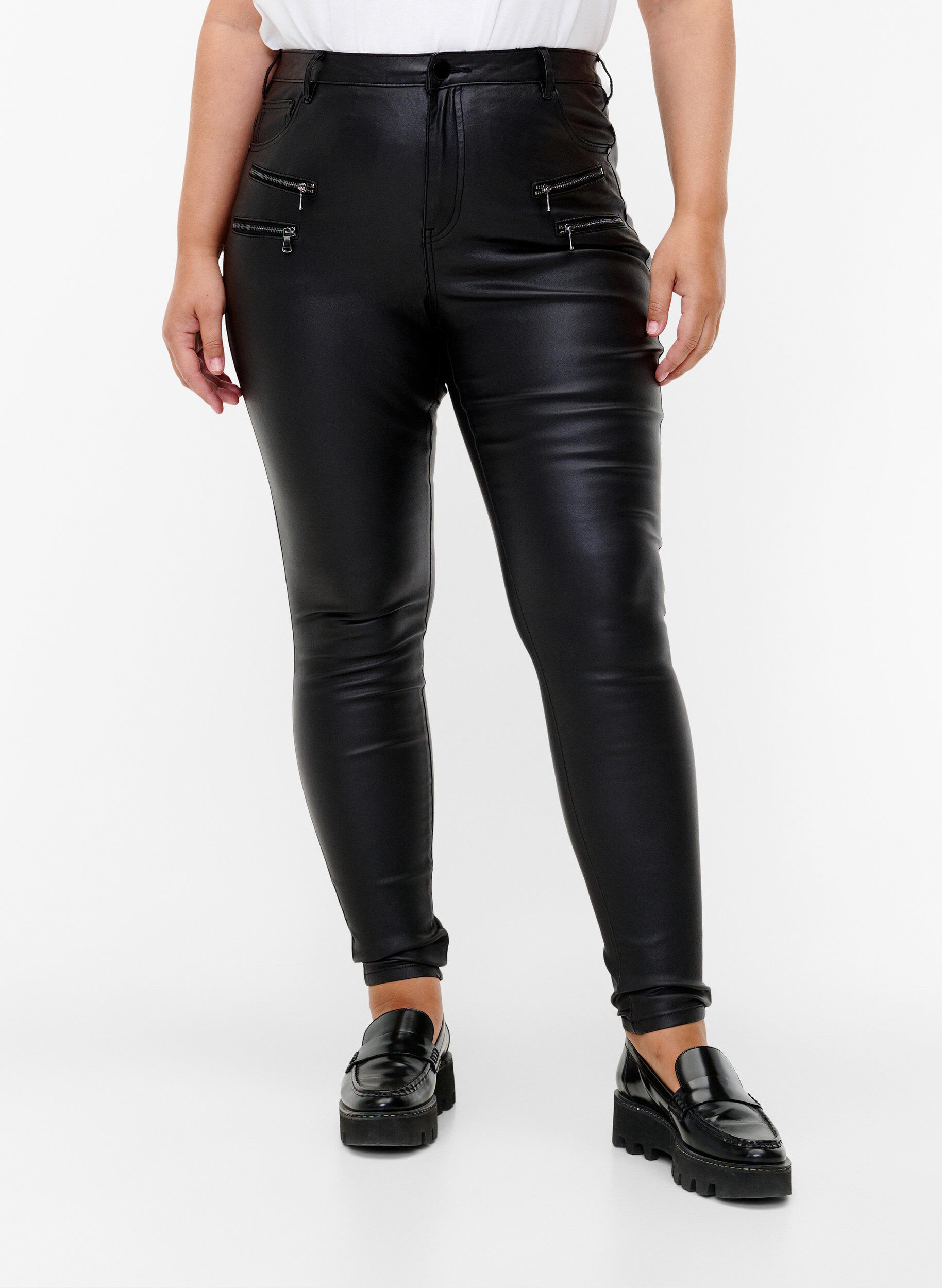 ZizziGecoate Amy jeans met ritsdetail, Zwart, Model image number 2