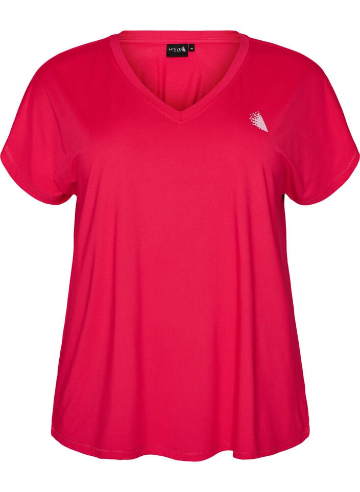 T-shirt d&rsquo;entra&icirc;nement ample avec col en V, Rose, Packshot image number 0