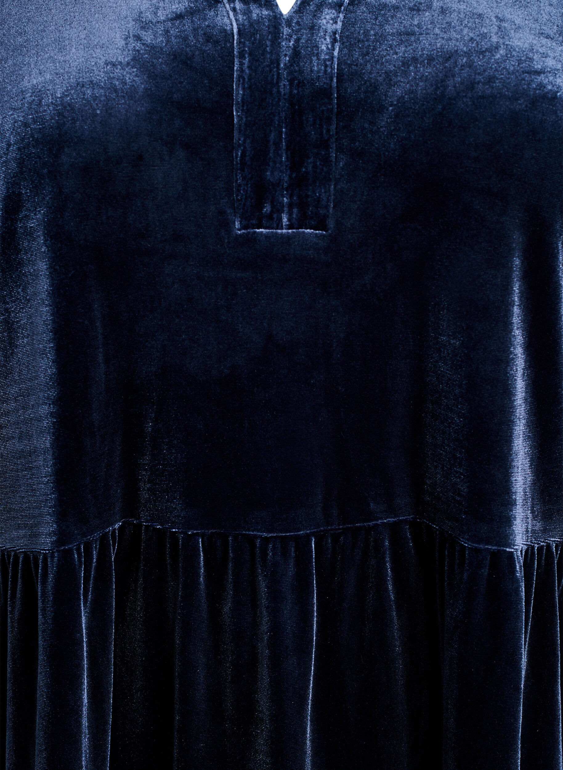 Zizzi Robe courte en velours avec un col &agrave; volants et des manches longues, Bleu, Packshot image number 2