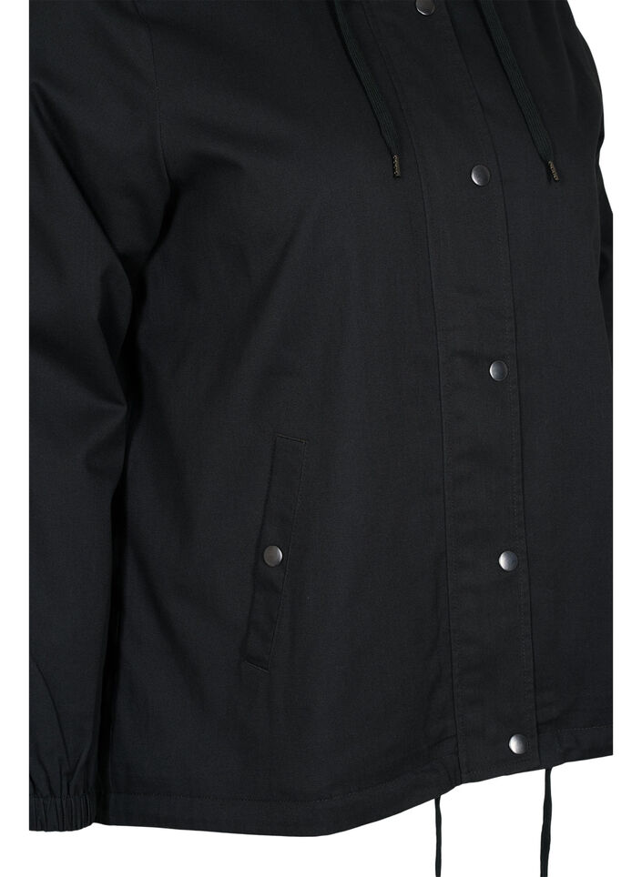 Veste Parka courte &agrave; capuche et bas ajustable, Black, Packshot image number 3