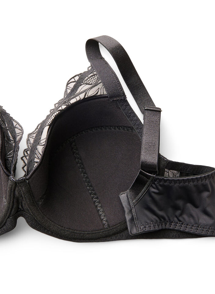 Soutien-gorge rembourr&eacute; en dentelle avec armatures, Noir, Packshot image number 3