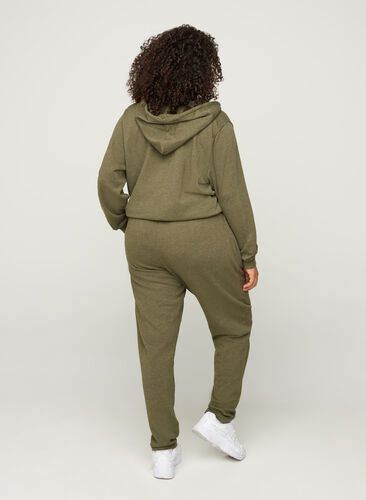 Gemêleerde sweatpants met zakken, Ivy green Melange, Model image number 0