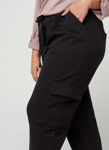 Pantalon délavé en mélange de coton, Black Washed , Model image number 1