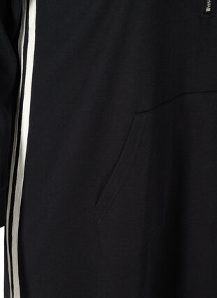 Robe pull longue avec capuche et poche, Black, Packshot image number 3