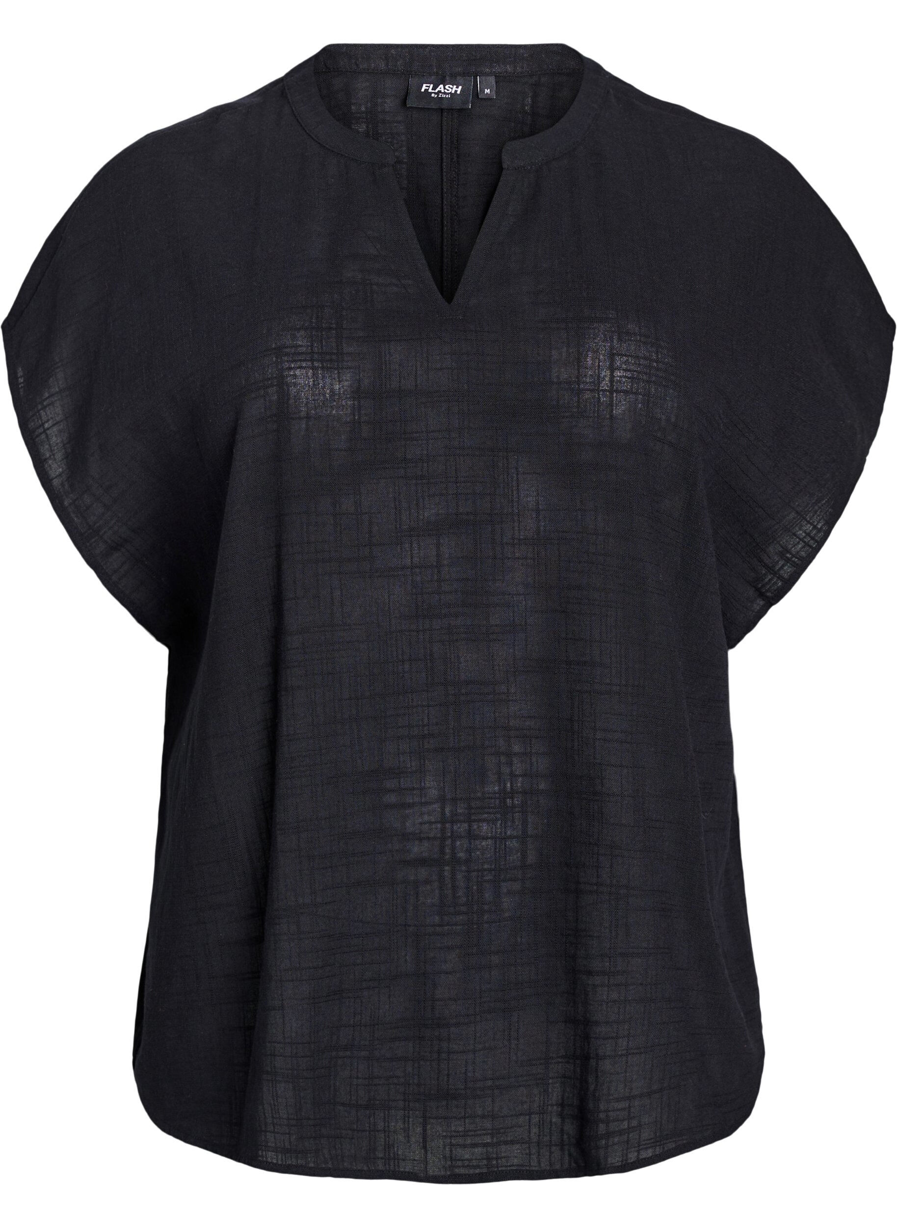 ZizziFLASH - Losse blouse met kapmouwen, Zwart, Packshot image number 0