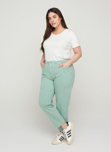 Jean mom en coton, Chinois Green, Model image number 0