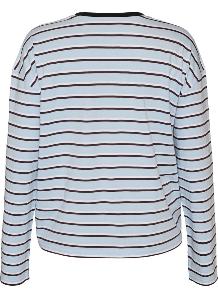 Basic T-shirt met lange mouwen, Blauw, Packshot