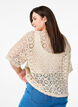 Cardigan met korte mouwen en haakwerk, Beige, Model image number 2