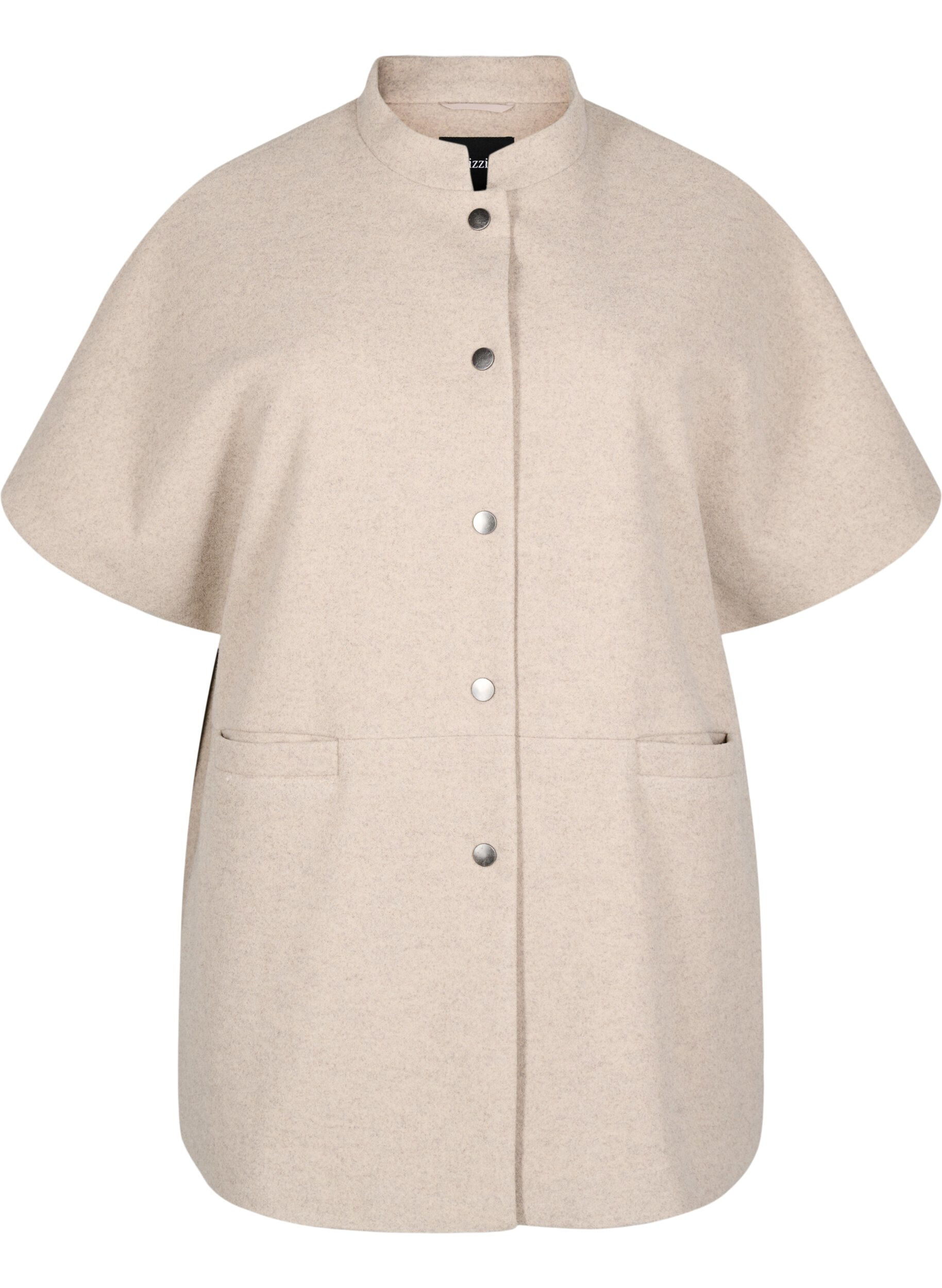 ZizziCape-jack met korte mouwen in een wol-look, Simply Taupe Mel., Packshot image number 0