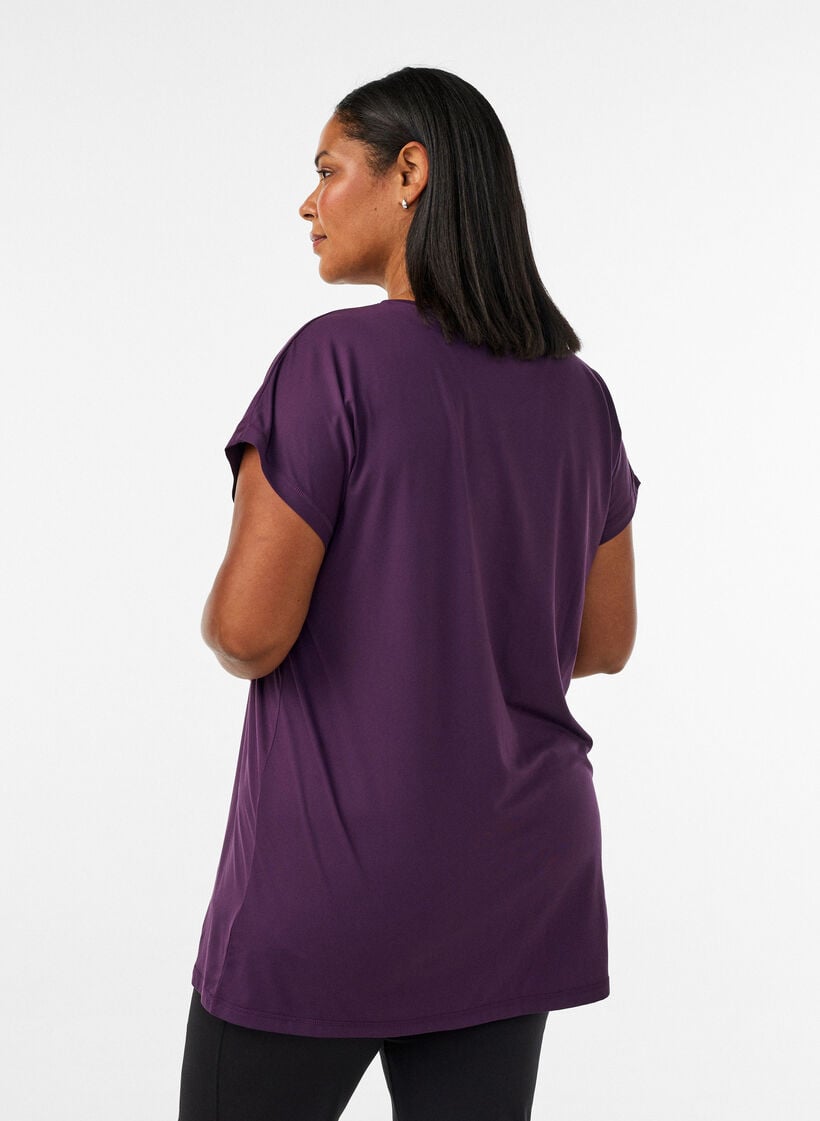T-shirt long de sport, Violet, Model image number 2