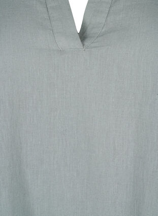 Robe à col en V en coton et en lin, Chinois Green, Packshot image number 2
