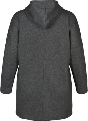 Lang sweatshirt met capuchon, Dark Grey Melange, Packshot image number 1