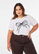 T-shirt en coton biologique avec motif d&eacute;coratif, Blanc, Model image number 0