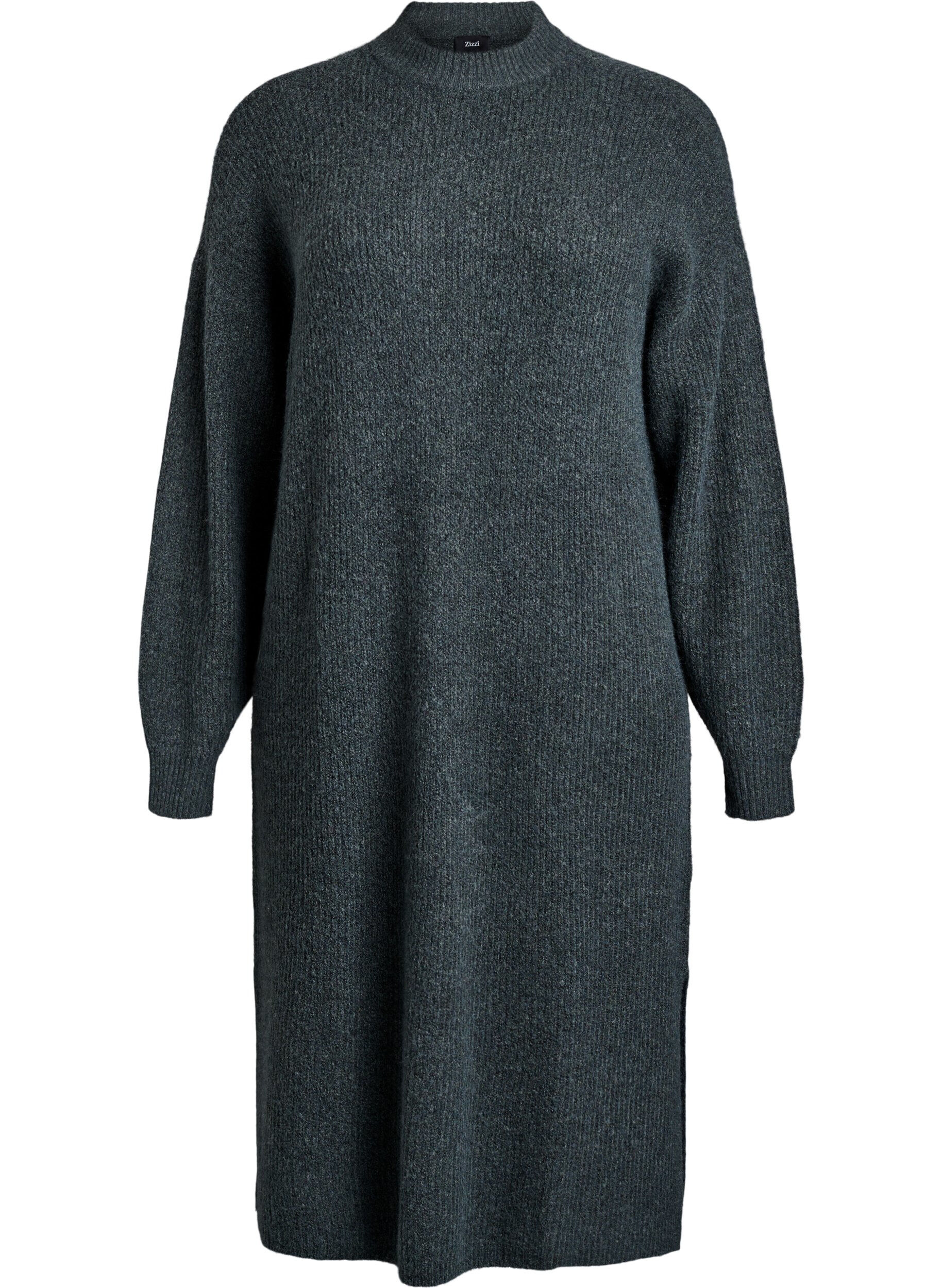 Lange gebreide jurk met hoge hals