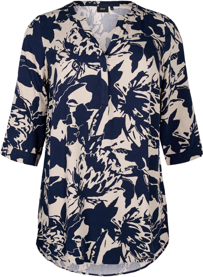 Tuniek met print en 3/4 mouwen, Navy Blazer AOP, Packshot image number 0