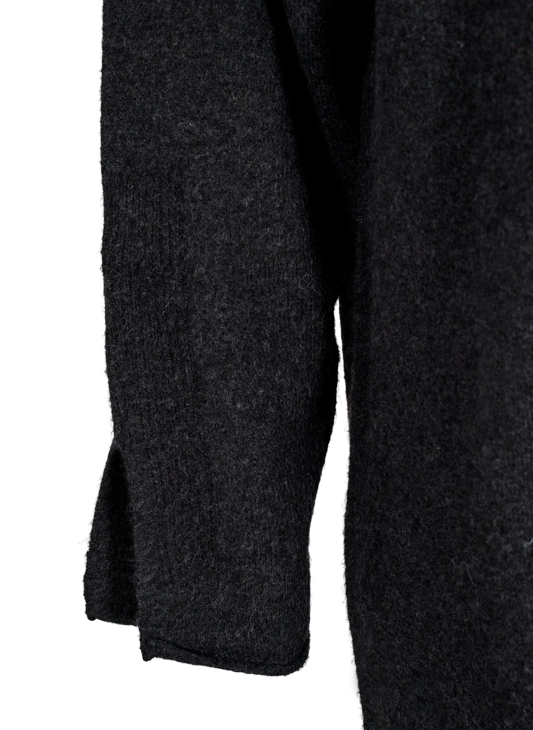 Zizzi Robe en tricot avec des fentes, Dark Grey Melange, Packshot image number 3