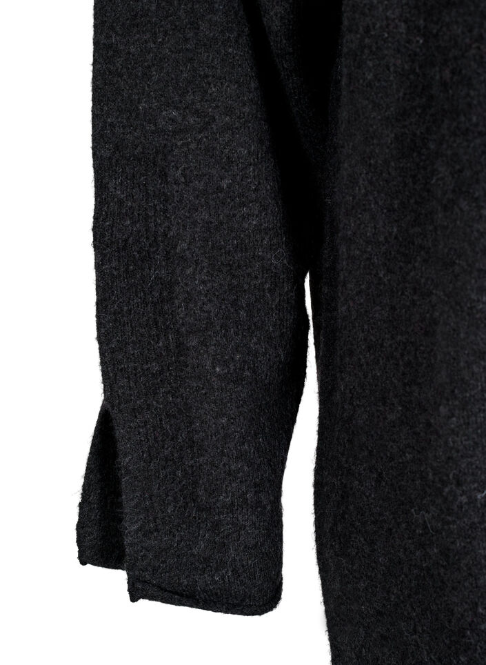Robe en tricot avec des fentes, Dark Grey Melange, Packshot image number 3