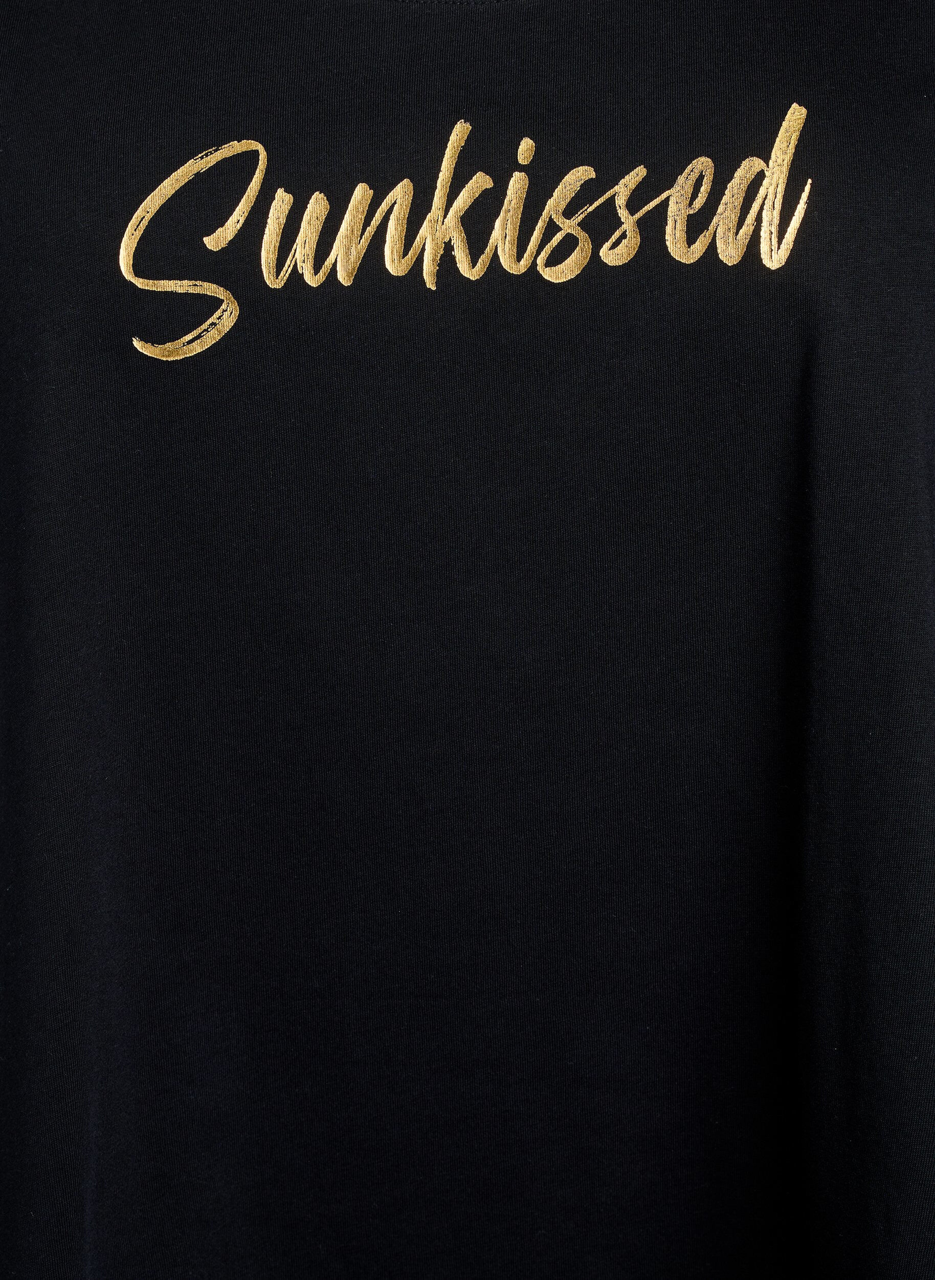 Zizzi Top en coton avec forme en A, Noir, Packshot image number 2