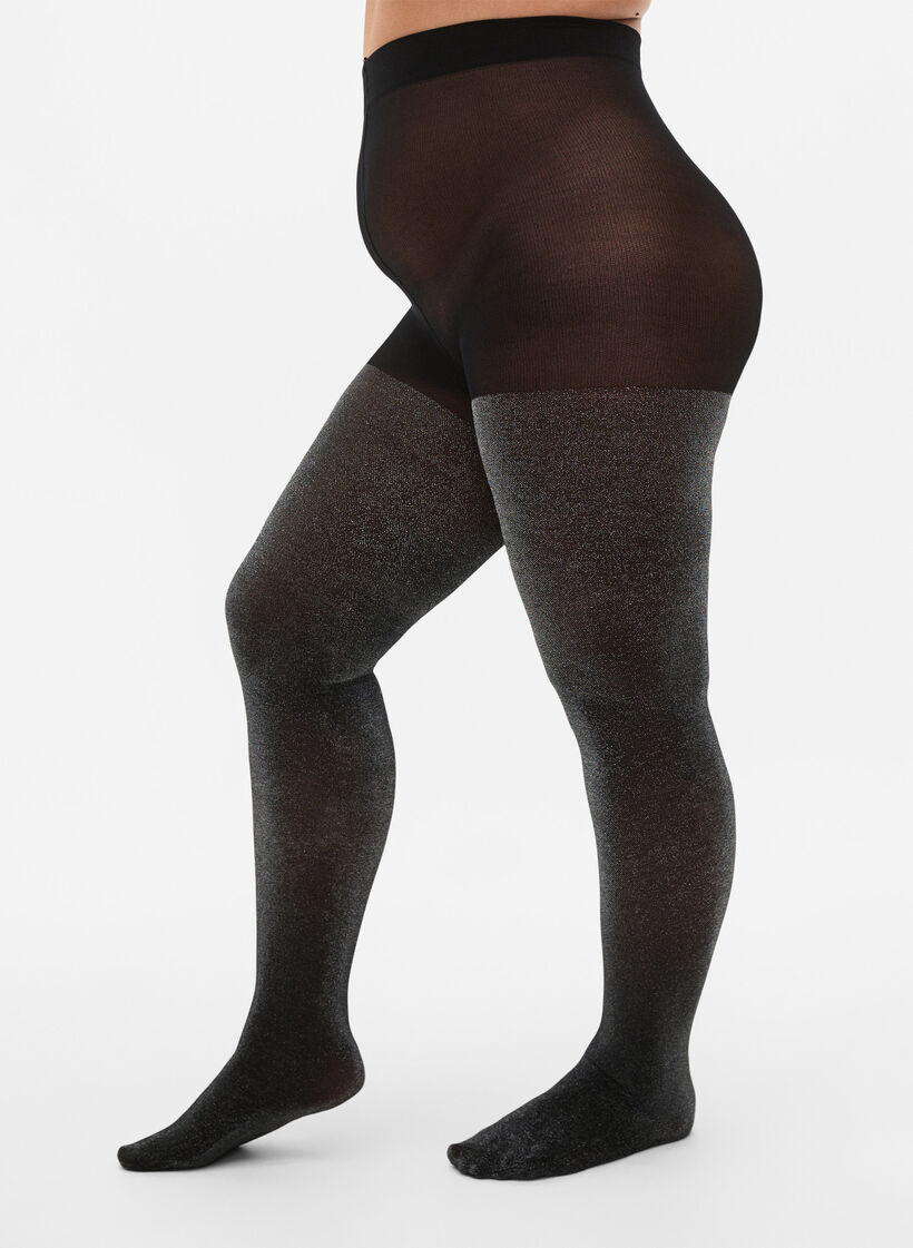 Glitter panty in 50 denier, Zwart, Model image number 0