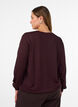 Blouse avec texture verticale et fils scintillants, Bordeaux, Model image number 2