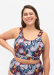 Bikinitop met print en ronde hals, Deep Tropical Print, Model image number 0