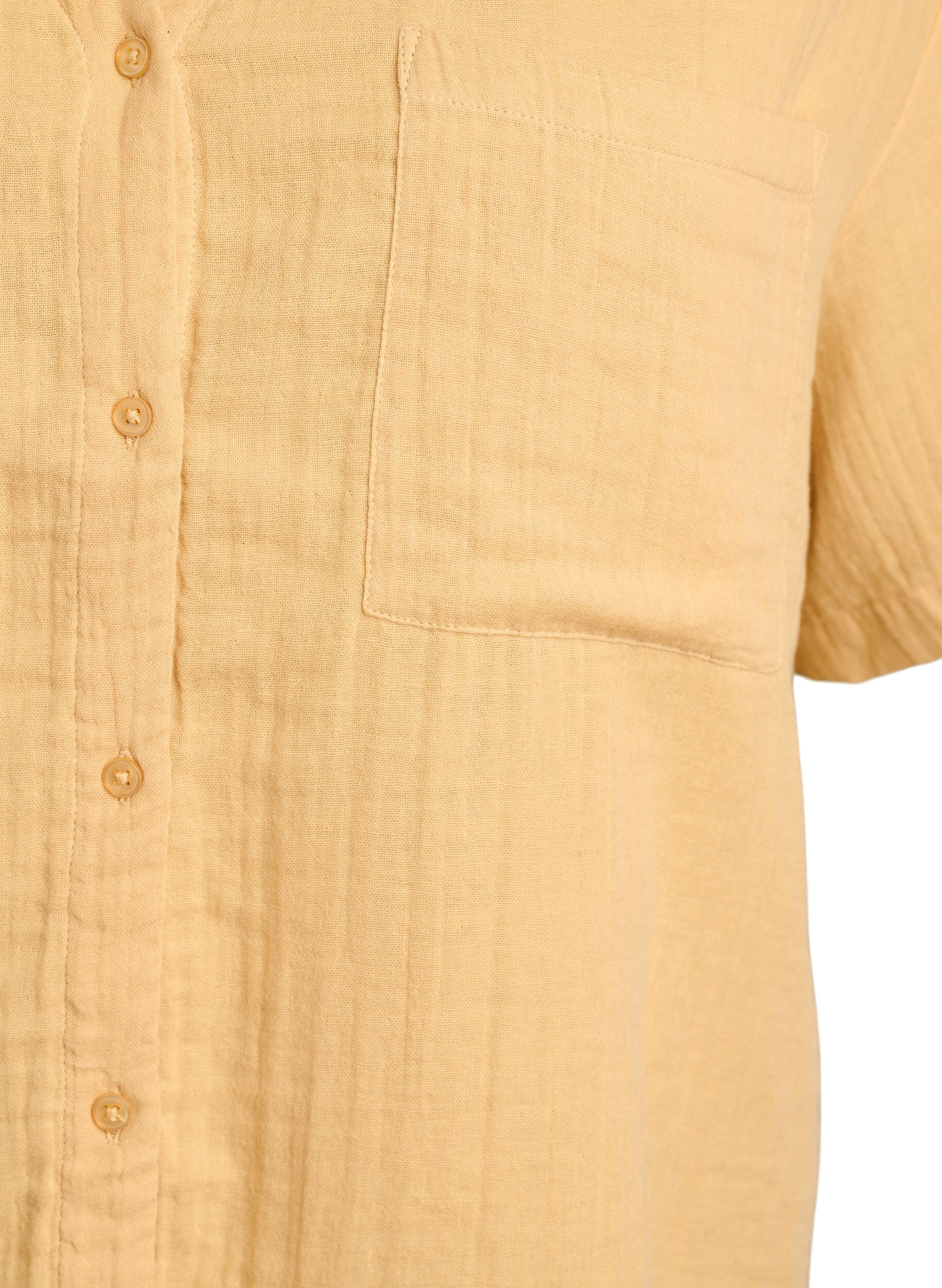 ZizziKatoenen mousseline blouse met korte mouwen, Geel, Packshot image number 2
