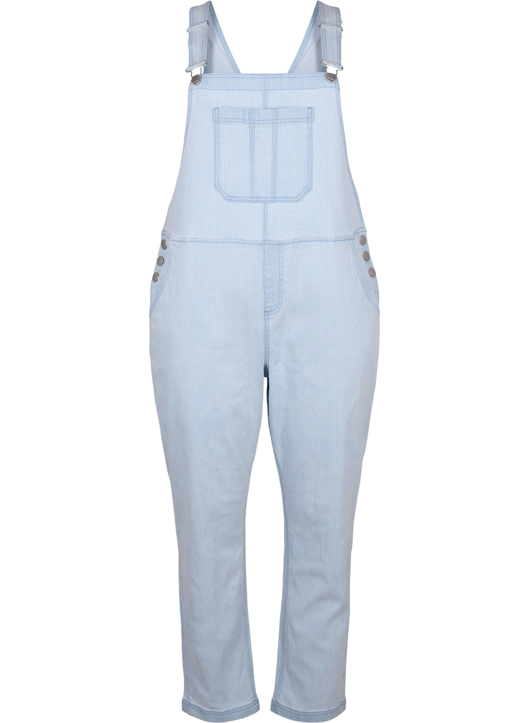 ZizziGestreepte denim overall, L. Blue Denim Stripe, Packshot image number 0