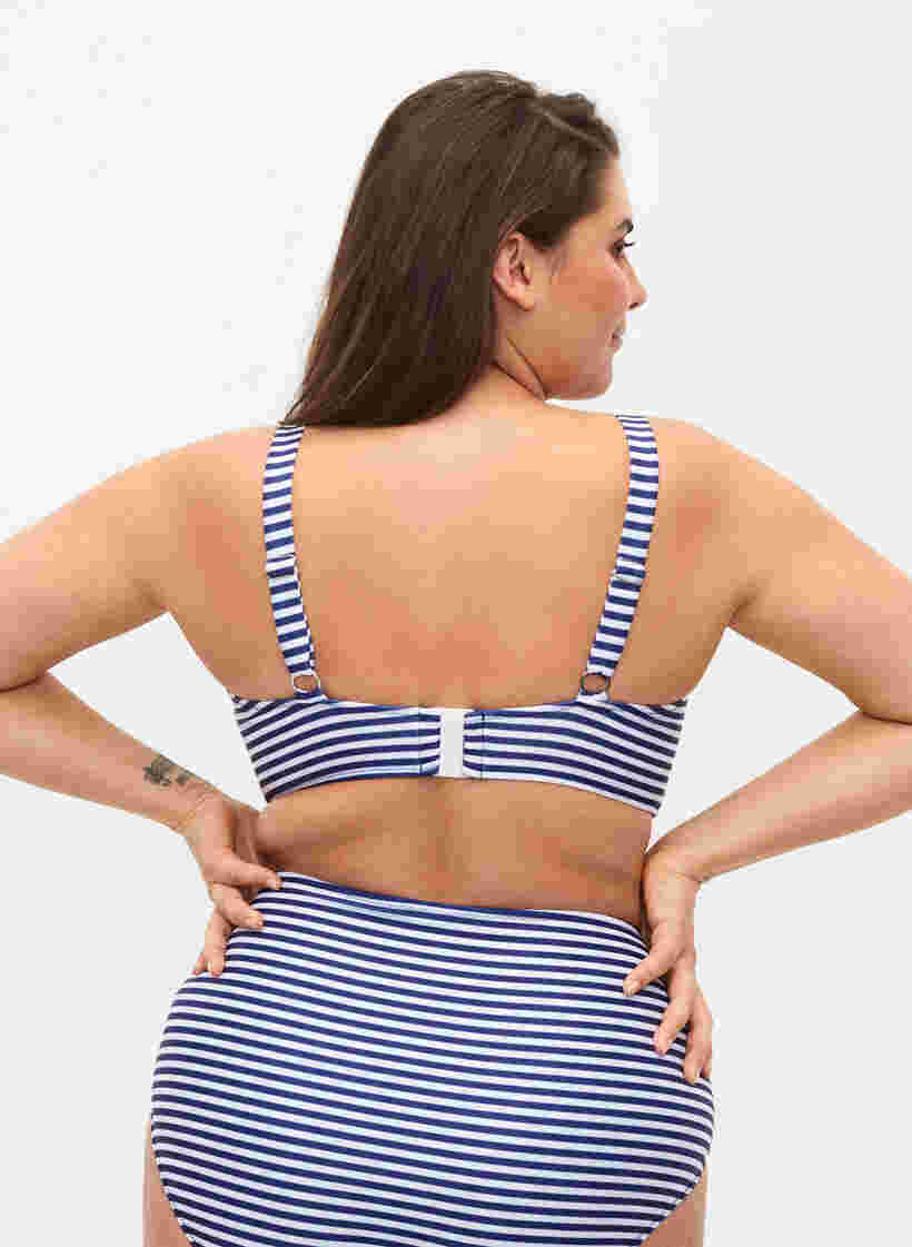 Soutien-gorge de bikini imprimé avec armature, Blue Striped, Model image number 1