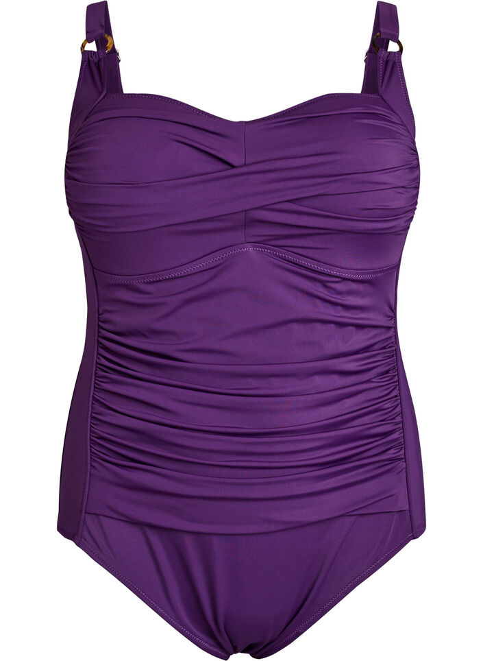 Maillot de bain drap&eacute; avec bonnets rembourr&eacute;s, Violet, Packshot image number 0