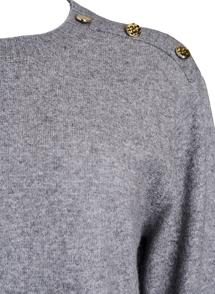 Breisel blouse met knoopdetail, Grijs, Packshot image number 2