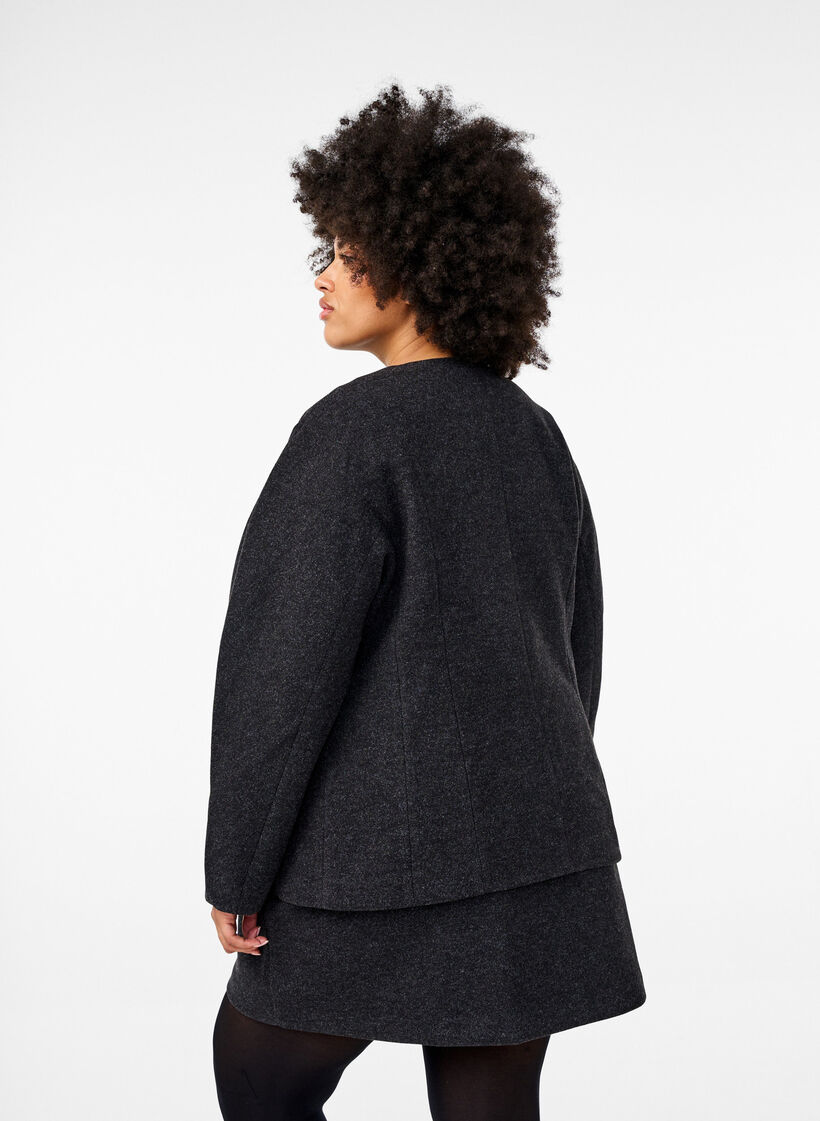 Blazer ajusté, Dark Grey Melange, Model image number 1