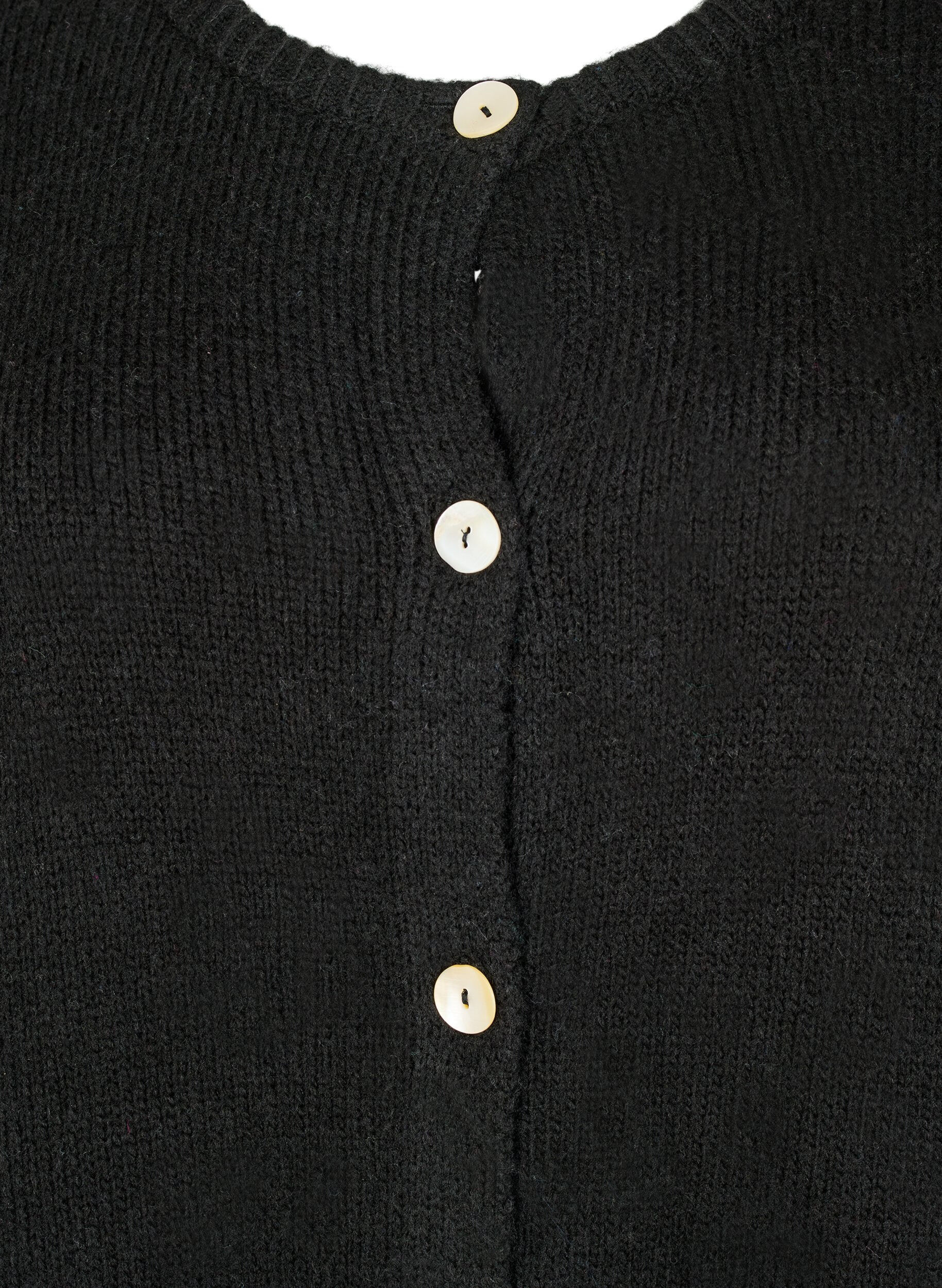 ZizziGebreide cardigan met wol en knoopsluiting, Black Solid, Packshot image number 2