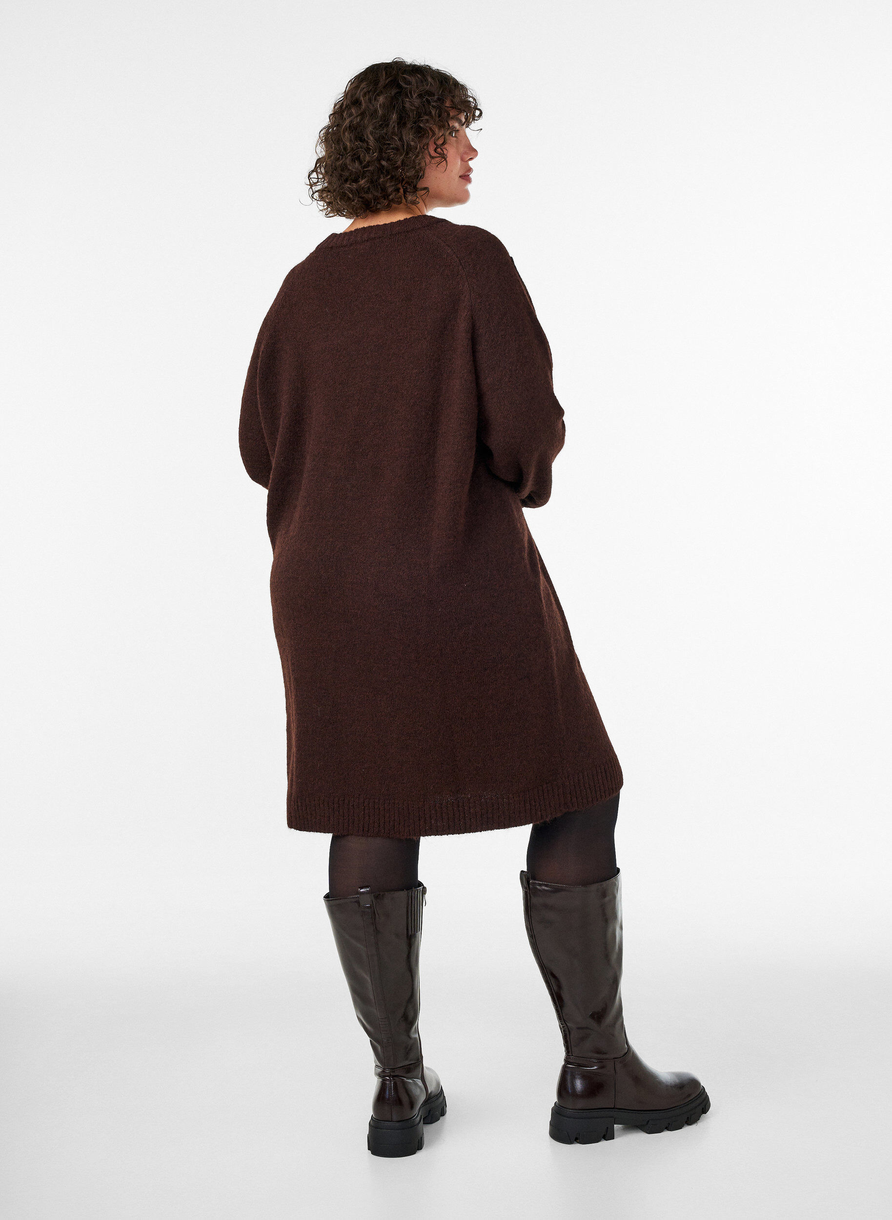 ZizziJumper jurk met grote bloem applicatie, Bruin, Model image number 2