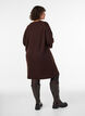 Jumper jurk met grote bloem applicatie, Bruin, Model image number 2
