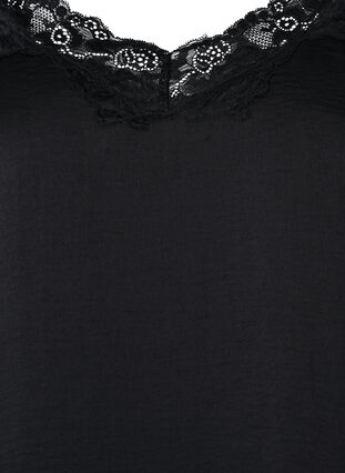 Haut de nuit avec bord en dentelle, Black, Packshot image number 2