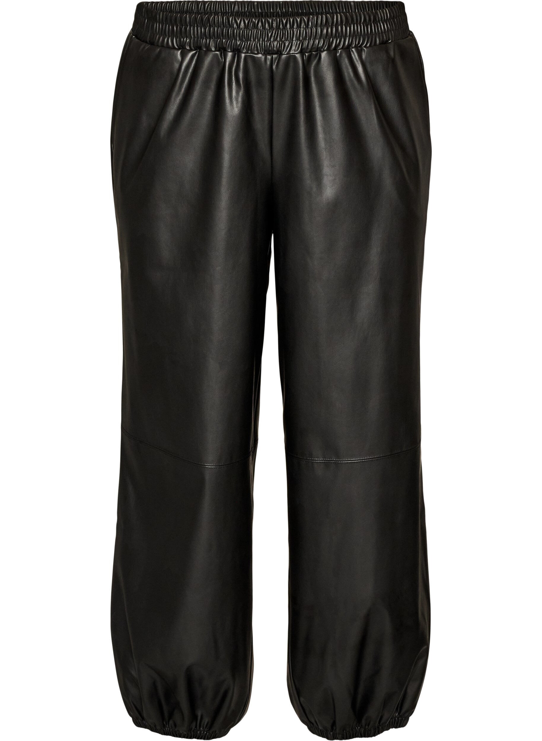 ZizziBallonbroek in imitatieleer, Zwart, Packshot image number 0
