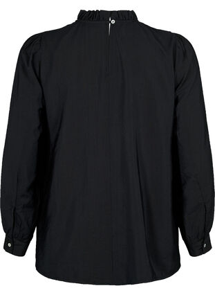 Viscose blouse met franjes., Black, Packshot image number 1